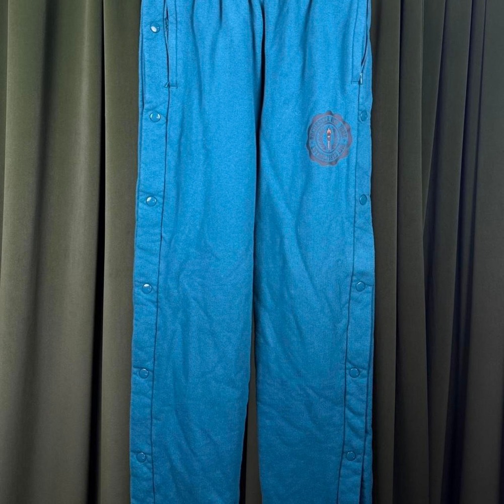 Champion Reverse Weave Blue Snap Button Side Joggers Sweatpants Womens Small